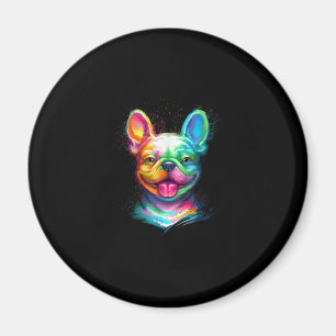 happy french bulldog smiling face gift magnet