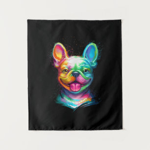 Happy French Bulldog Smiling Face Tapestry
