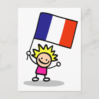 happy french children independence day postcard