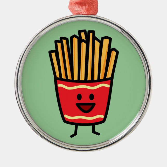 Happy French Fries Metal Tree Decoration (Front)