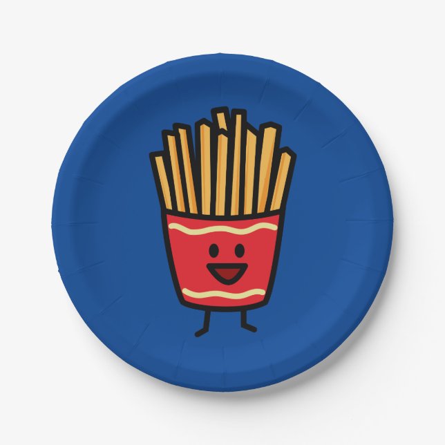 Happy French Fries Paper Plate (Front)