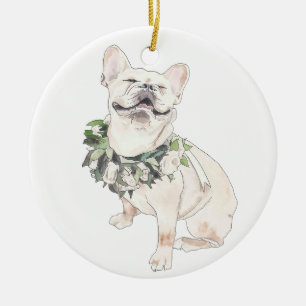 Happy Frenchie Ceramic Ornament
