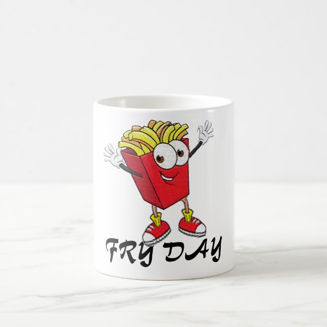 happy friday fry-day funny design cool coffee mug (Center)