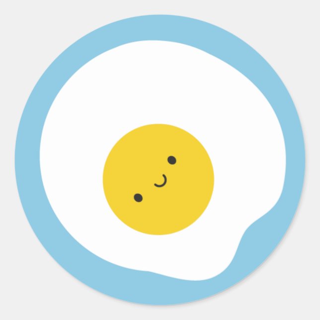 Happy Fried Egg Classic Round Sticker (Front)