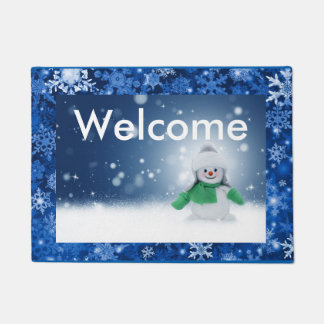 Happy Friendly Snowman Doormat