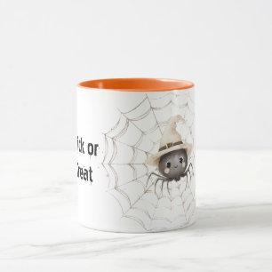 Happy Friendly Spider on Web Halloween Mug