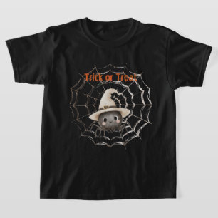 Happy Friendly Spider on Web Halloween T-Shirt