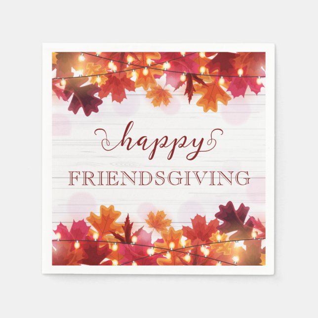 Happy Friendsgiving Autumn Dinner Party Feast Napkin (Front)