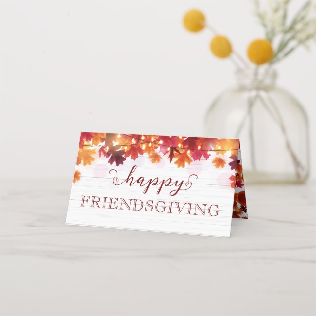 Happy Friendsgiving Autumn Dinner Party Feast Place Card (Front)