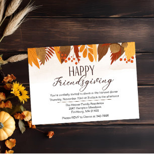 HAPPY FRIENDSGIVING   *Easy to Edit* Dinner Invitation