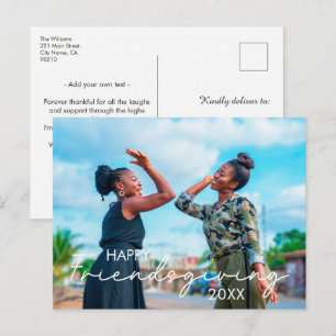 Happy Friendsgiving Modern Custom Photo Holiday Postcard