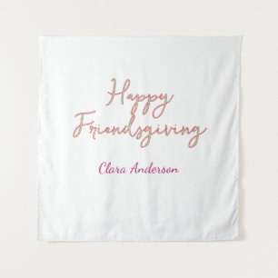 Happy friendsgiving pink green name date stylish Tapestry