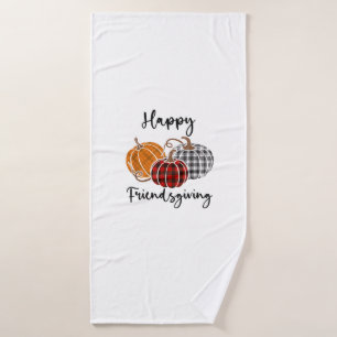 Happy Friendsgiving Plaid Shirt Thanksgiving Men W Bath Towel