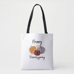 Happy Friendsgiving Plaid Shirt Thanksgiving Men W Tote Bag