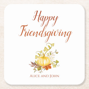 Happy Friendsgiving Thanksgiving Paper Coaster