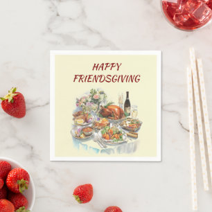 Happy Friendsgiving Thanksgiving Paper Napkins