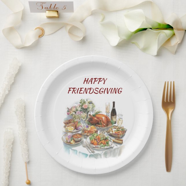 Happy Friendsgiving | Thanksgiving Paper Plates (Wedding)