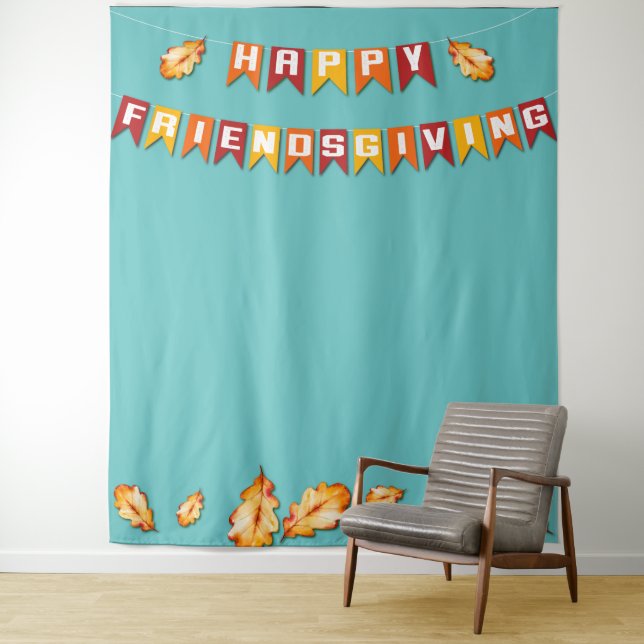 Happy Friendsgiving Thanksgiving Photo Booth Blue Tapestry (In Situ)