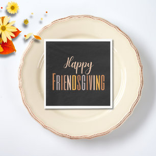 Happy Friendsgiving Thanksgiving Typography Fall Napkin