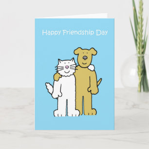 Happy Friendship Day Cat and Dog Card