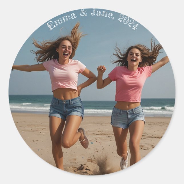 Happy Friendship Day Photo Besties Classic Round Sticker (Front)