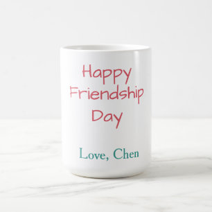 Happy friendship day red blue love name friends fo coffee mug