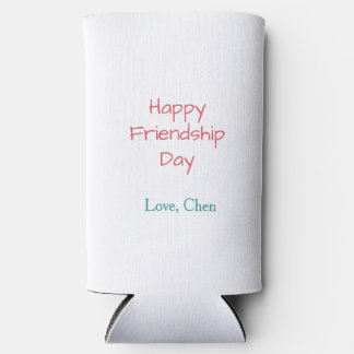 Happy friendship day red blue love name friends fo seltzer can cooler
