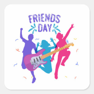 happy friendship day square sticker