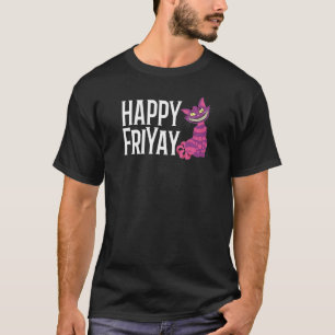 Happy FriYay Purple Grinning Striped Cat 13th On F T-Shirt