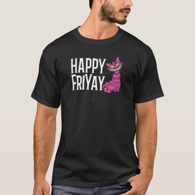 Happy FriYay Purple Grinning Striped Cat 13th On F T-Shirt (Front)