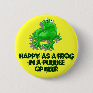 happy frog 6 cm round badge