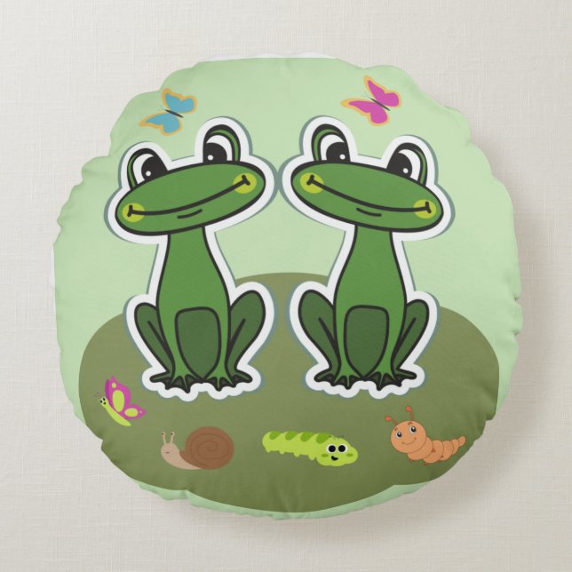 Happy Frog Design   Edition         Rundes Kissen Round Cushion (Front)