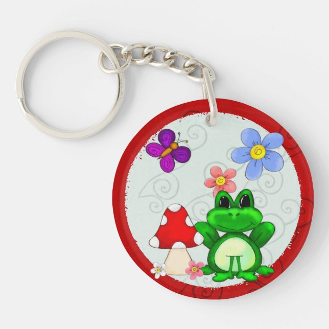 Happy Frog In Spring Key Ring (Front)