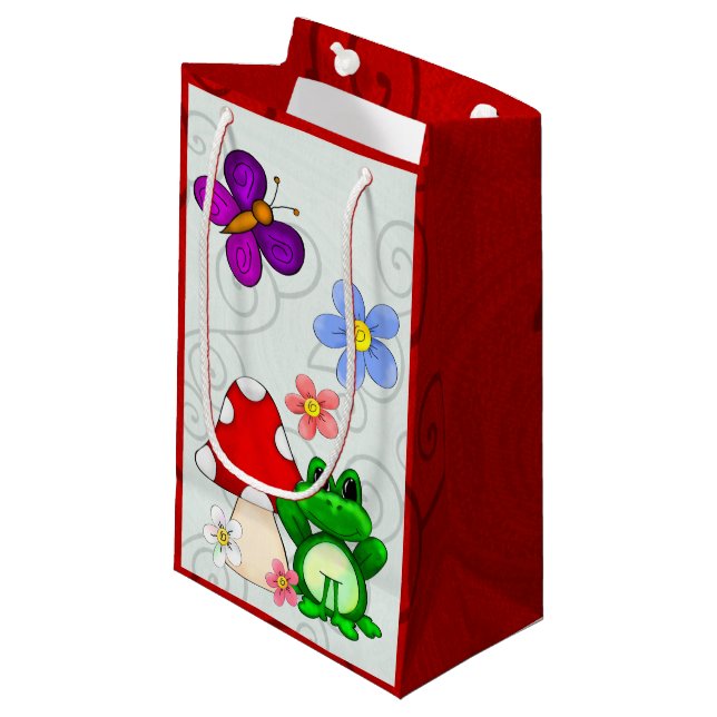 Happy Frog In Spring Small Gift Bag (Front Angled)