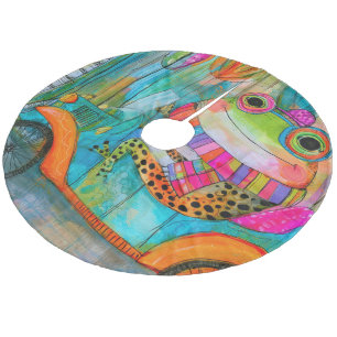 Happy Frog Joyful Roadside Adventure Fleece Tree Skirt