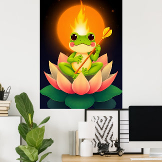 Happy Frog Princess in Lotus Waits For The Prince Poster