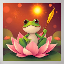 Happy Frog Princess in Lotus Waits For The Prince