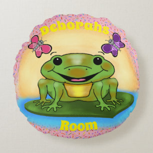 Happy Frog Round Pillow
