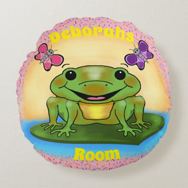 Happy Frog Round Pillow (Front)
