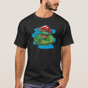 Happy Frog Sitting On A Water Lily Pad With Mushro T-Shirt