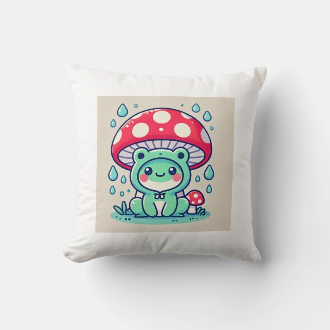 Happy Frog & Umbrella 🐸☔ Cushion (Front)