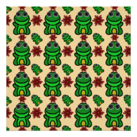Happy Froggy Garden: Cute Green Frog & Red Flower