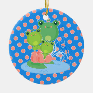 Happy Frogs Ceramic Ornament