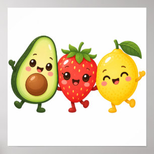 Happy Fruit Friends Poster