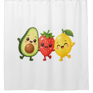 Happy Fruit Friends Shower Curtain