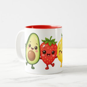 Happy Fruit Friends Two-Tone Coffee Mug