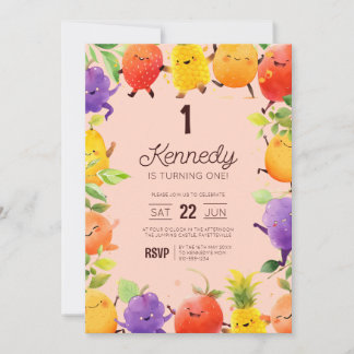 Happy Fruit Themed Birthday  Invitation