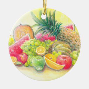 Happy fruits ceramic ornament