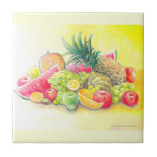 Happy fruits ceramic tile
