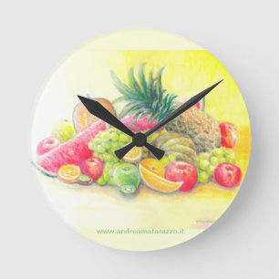 Happy fruits round clock